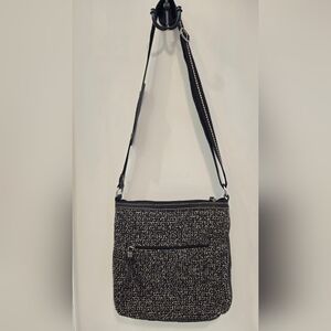 The Sak Crochet Crossbody Black Cream Bag